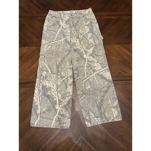 RSQ Carpenter Pants Mens 27 Grey White Tree Camo Wide Leg Utility Workwear